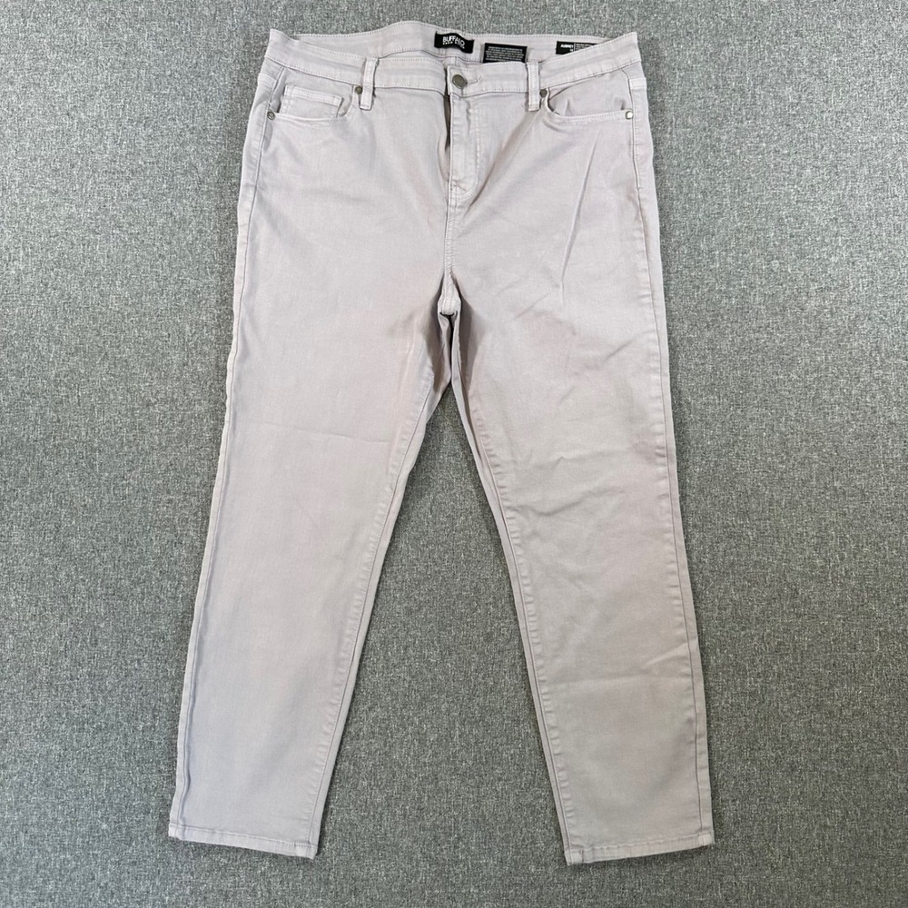 Buffalo David Bitton Pants Womens 14 Aubrey Mauve Grey High Rise Ankle Grazer